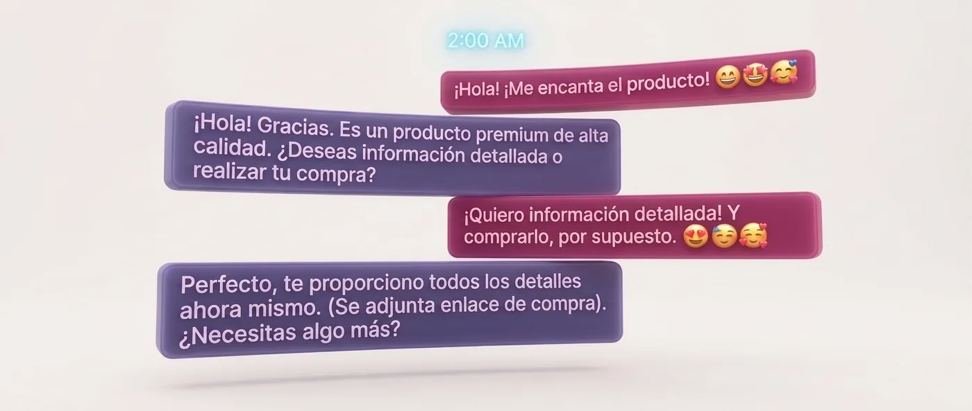 Conversación real de WhatsApp mostrando al agente de IA respondiendo